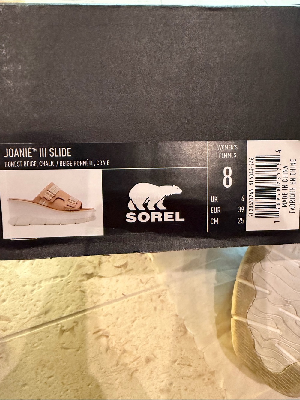 Sorel Joanie III Tan Platform Slide Sandals 8 - Picture 7 of 7